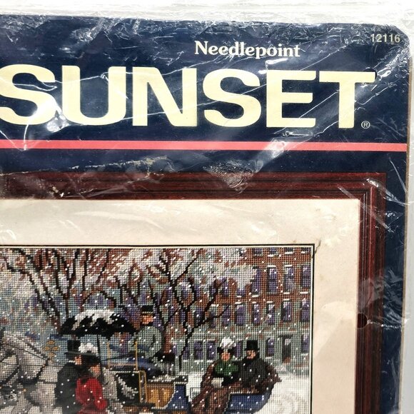 SUNSET Alan Maley's Winter Impressions Needlepoint Kit Victorian Horse Carriage - Picture 4 of 6